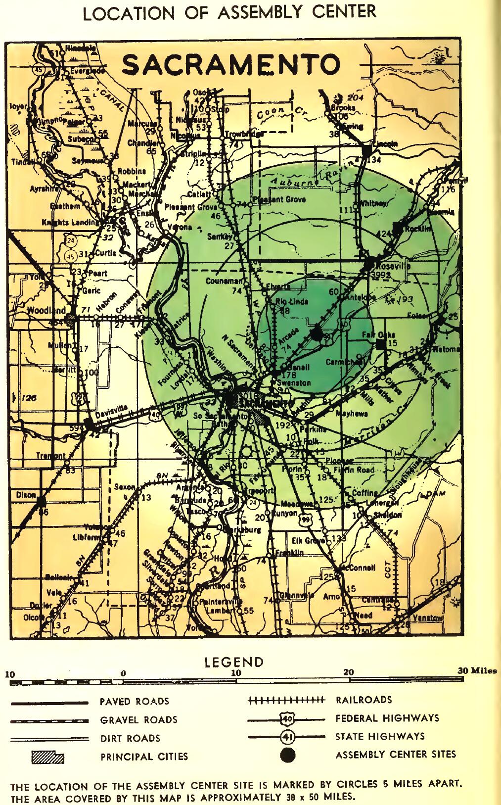 LOCATION OF SACRAMENTO ASSEMBLY CENTER