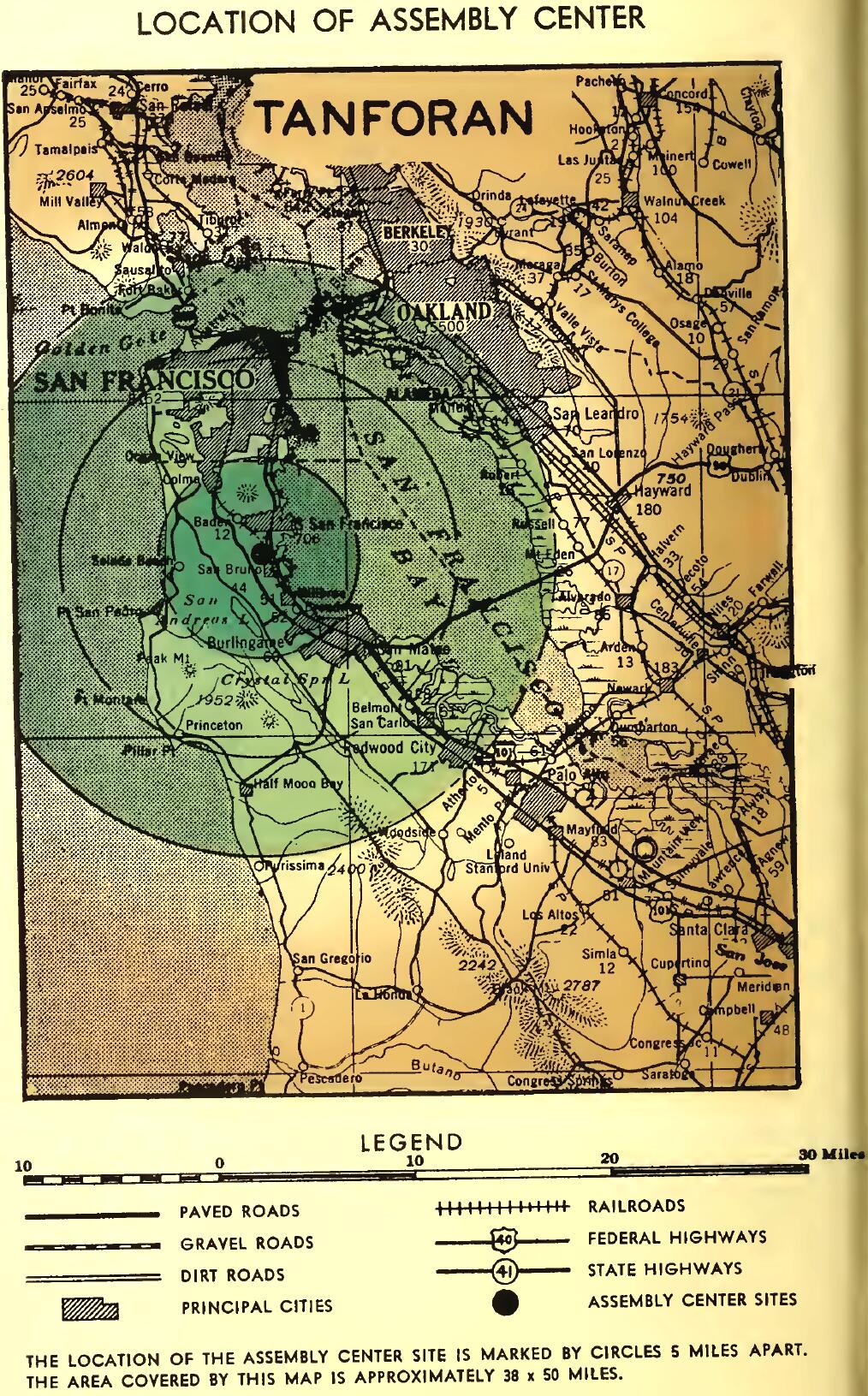 LOCATION OF TANFORAN ASSEMBLY CENTER