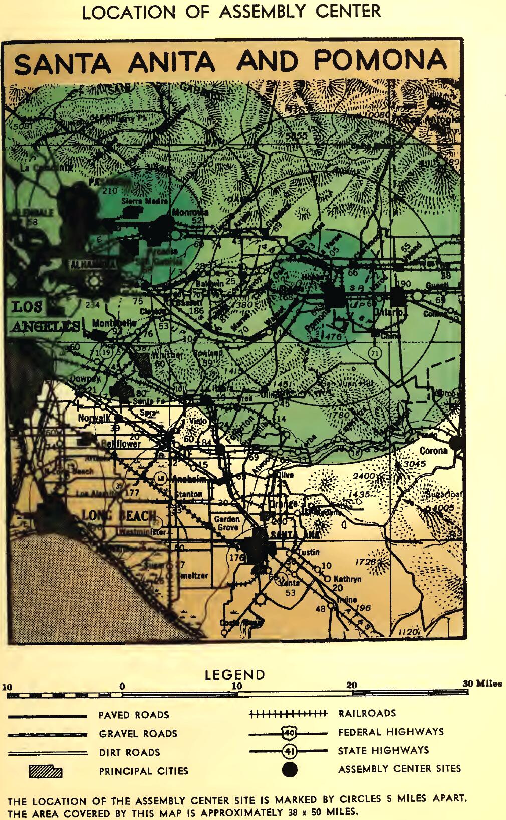 LOCATION OF SANTA ANITA AND POMONA ASSEMBLY CENTER