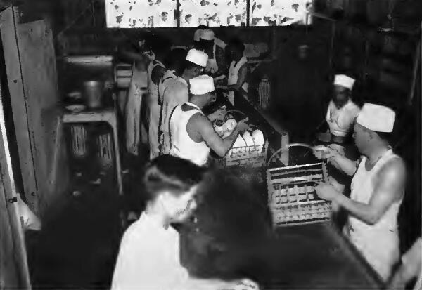 A dishwashing unit in operation at Santa Anita (California) Assembly Center