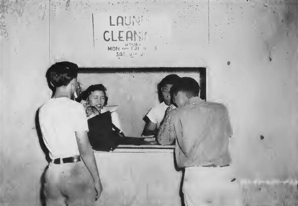 The laundry and dry cleaning office at Portland (Oregon) Assembly Center