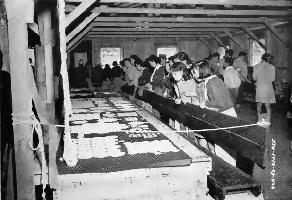 A needlework display at Santa Anita (California) Assembly Center