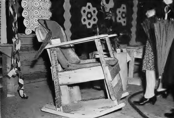 A rocking chair made by an evacuee at Santa Anita (California) Assembly Center