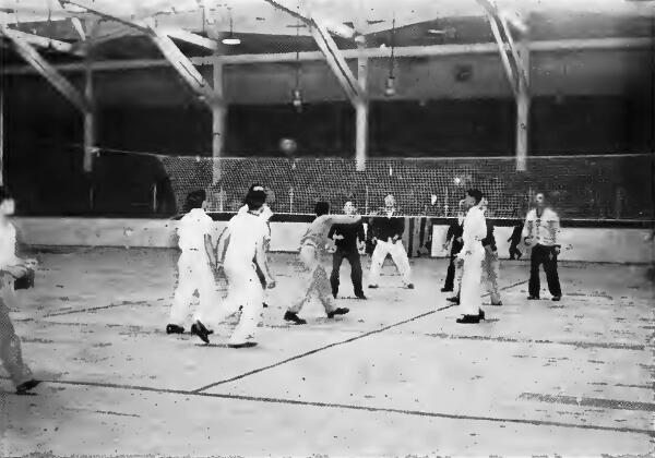 A volley ball game at Portland (Oregon) Assembly Center