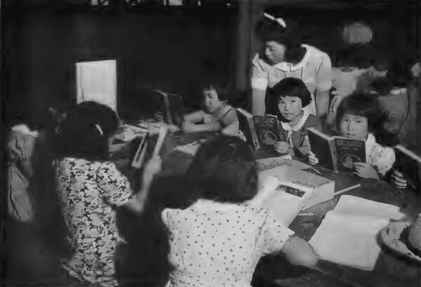 An elementary class at Santa Anita (California) Assembly Center