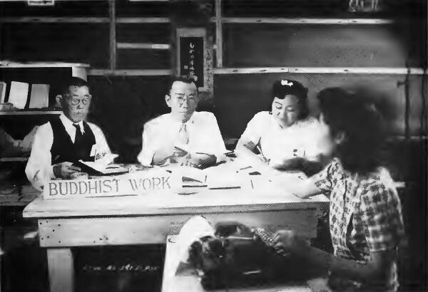 A Buddhist group at Fresno (California) Assembly Center