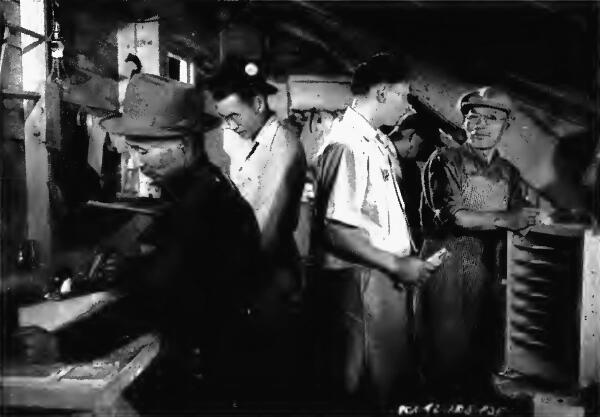 The interior of a carpenter shop at Portland (Oregon) Assembly Center