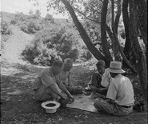 Under shade tree, Manzanar, 1942