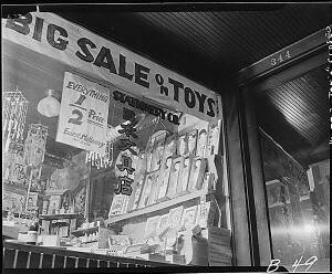 Toy sale, Los Angeles, 1942