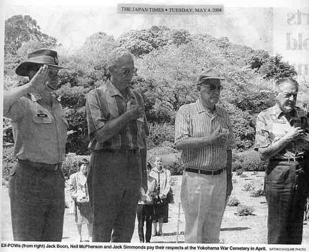 Boon, MacPherson, Simmonds at Yokohama War Cemetary